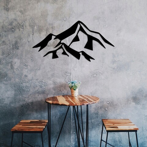 Decoratiune de perete, Mountain 1, Metal, Dimensiune: 80 x 40 cm, Negru