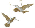 Glob Hummingbird w glitter V2, Decoris, 10.5x14x5 cm, plastic, argintiu