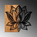 Decoratiune de perete, Lotus 10, 50% lemn/50% metal, Dimensiune: 59 x 58 cm, Nuc / Negru