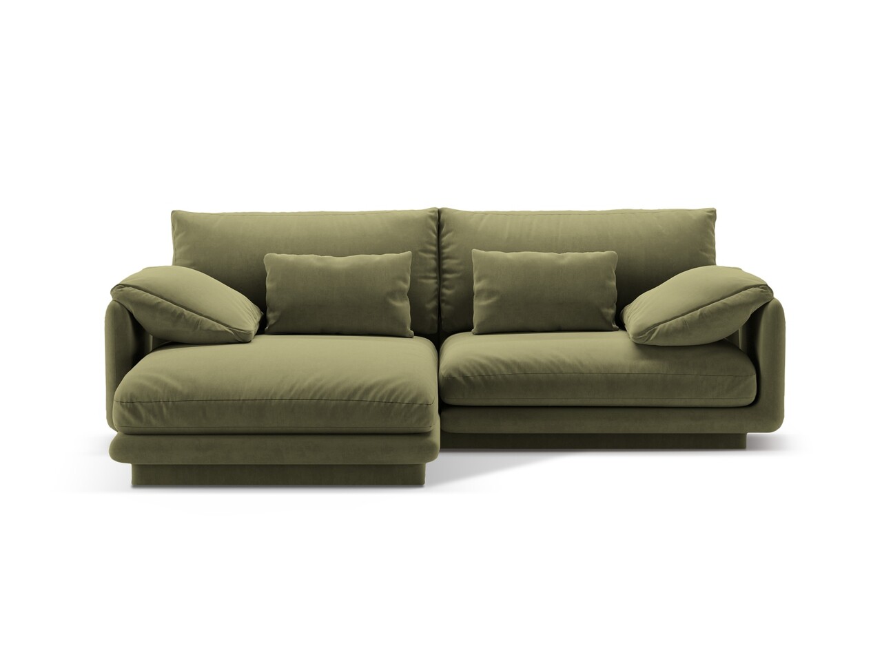 Coltar stanga 3 locuri, Torino-184, Micadoni Home, 220x170x83 cm, catifea, verde deschis