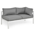 Set mobilier pentru exterior, 5 piese Madrid, 220x220x74 cm, aluminiu/poliester, alb/gri