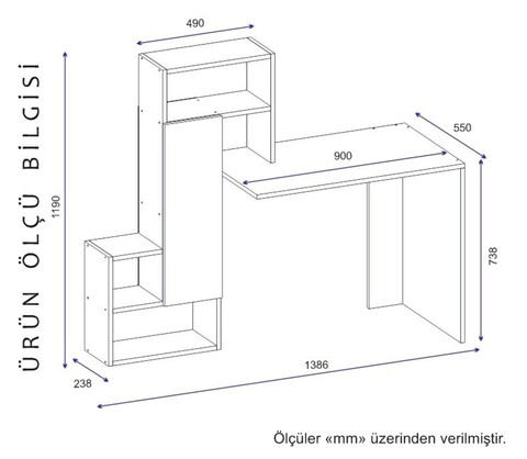 Birou, Arnetti, Irmak, 138.6x73.8x55 cm, PAL, Nuc / Antracit