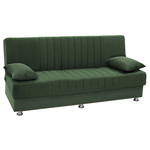 Canapea extensibila 3 locuri Romina, Pakoworld, 180x75x80 cm, catifea/lemn de plop, verde