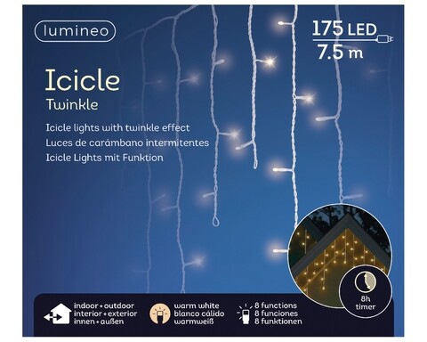 Ghirlanda luminoasa pentru exterior Icicle, Lumineo, 7.5 m, 175 LED-uri, alb