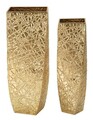 Set 2 ghivece / vase decorative Squer, Mauro Ferretti, 34x34x90 cm, fier, auriu