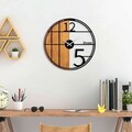 Ceas de perete, Wooden Clock, Lemn/metal, ø56 cm, Nuc / Negru