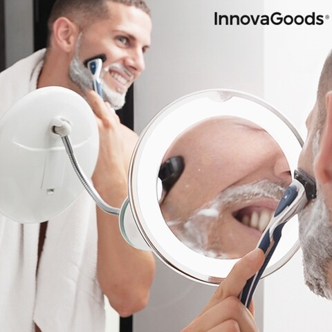 Oglinda cosmetica cu LED cu picior flexibil si ventuza Mizoom InnovaGoods