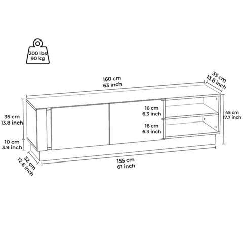 Comoda TV, Minima, Camillo, 160x45x35 cm, Stejar / Alb