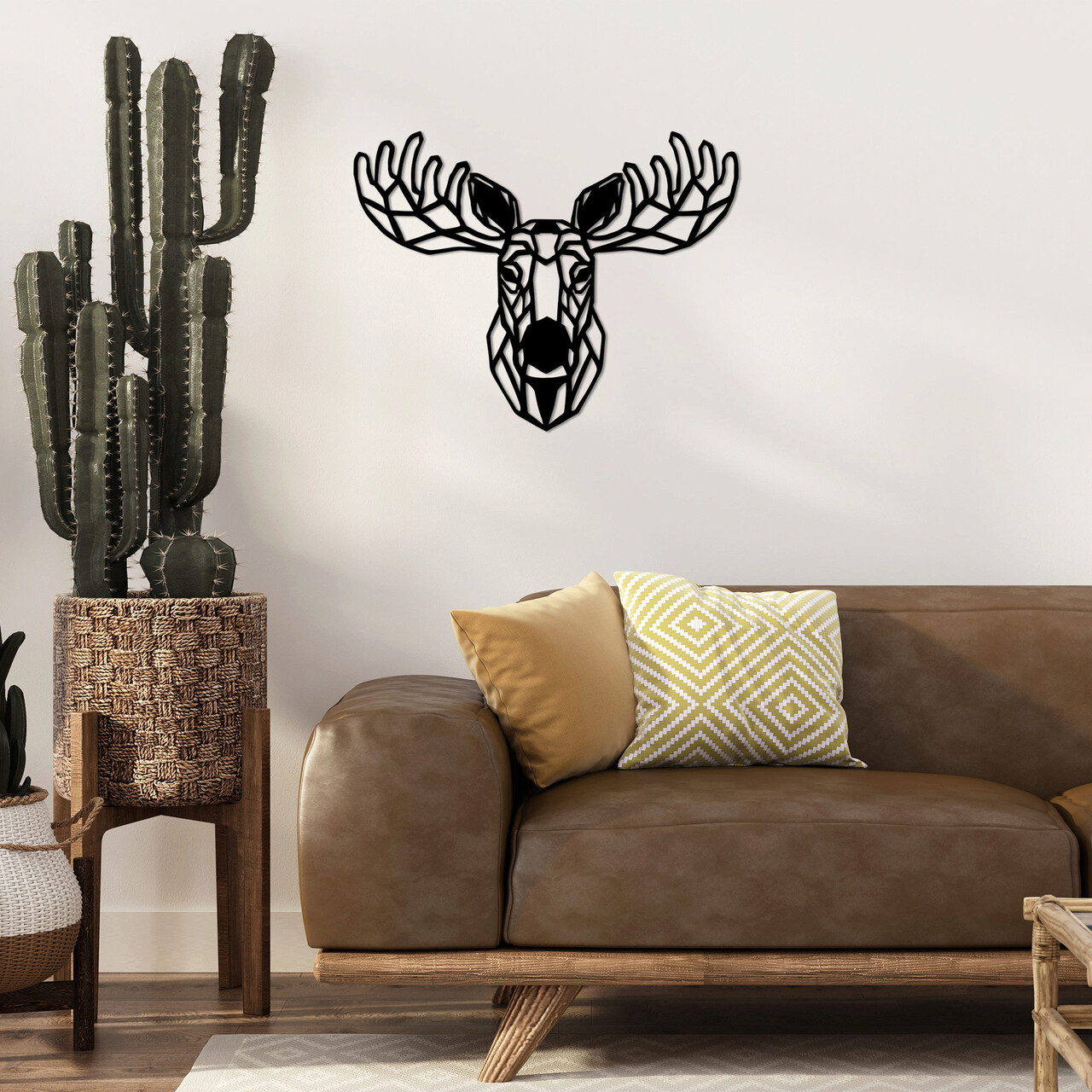 Decoratiune de perete, Moose, Metal, Dimensiune: 70 x 54 cm, Negru - 2 | YEO