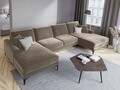 Coltar panoramic, Madara, Mazzini Sofas, 6 locuri, 334x182x90 cm, catifea, bej