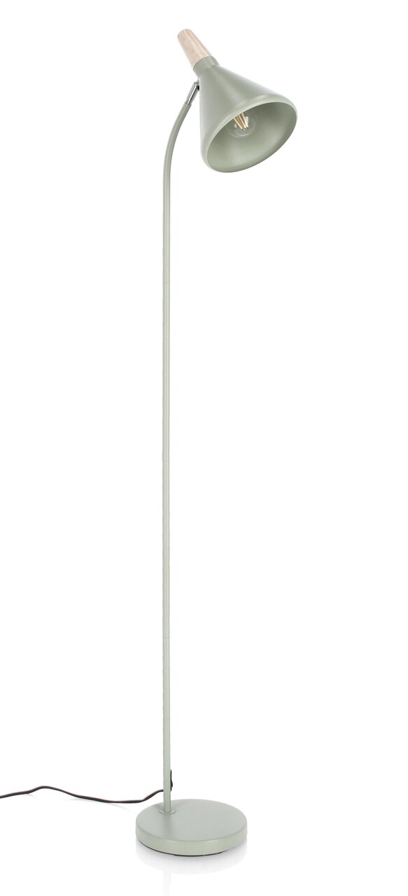 Lampadar Brill, Bizzotto, 31x20x148 cm, 1 x E27, 25W, otel/lemn de pin, verde sage