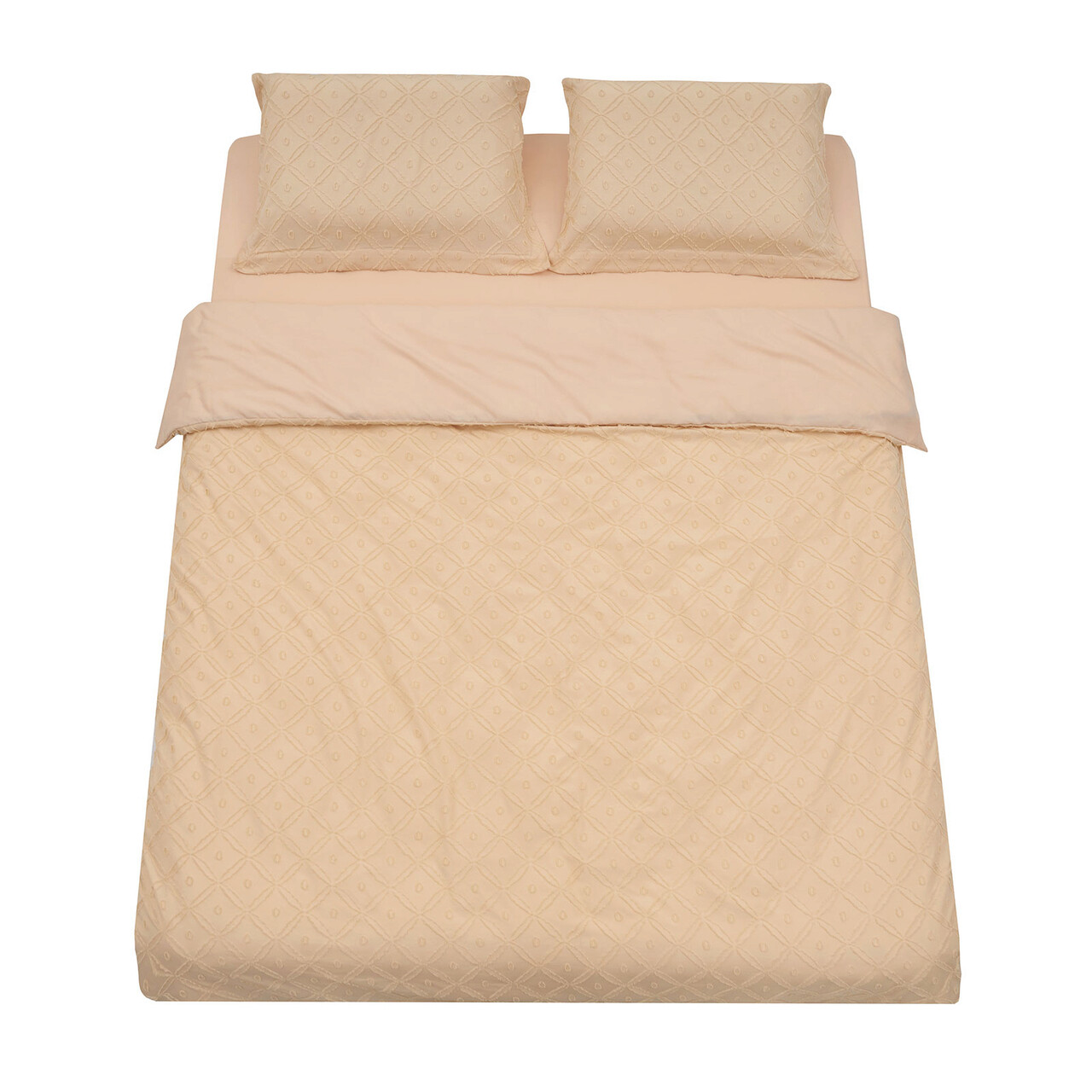 Lenjerie De Pat Dubla King Size Cu Broderie Tuffata, Heinner Home, 220x240 Cm, Microfibra 100 GSM, Crem