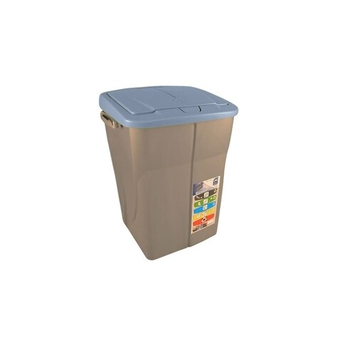 Cos de gunoi ECO BIN cu capac push, colectare selectiva, plastic, 45 L, albastru