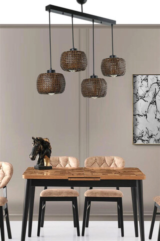 Lustra, Rattan, 941RTN1139, Ratan, Bronz