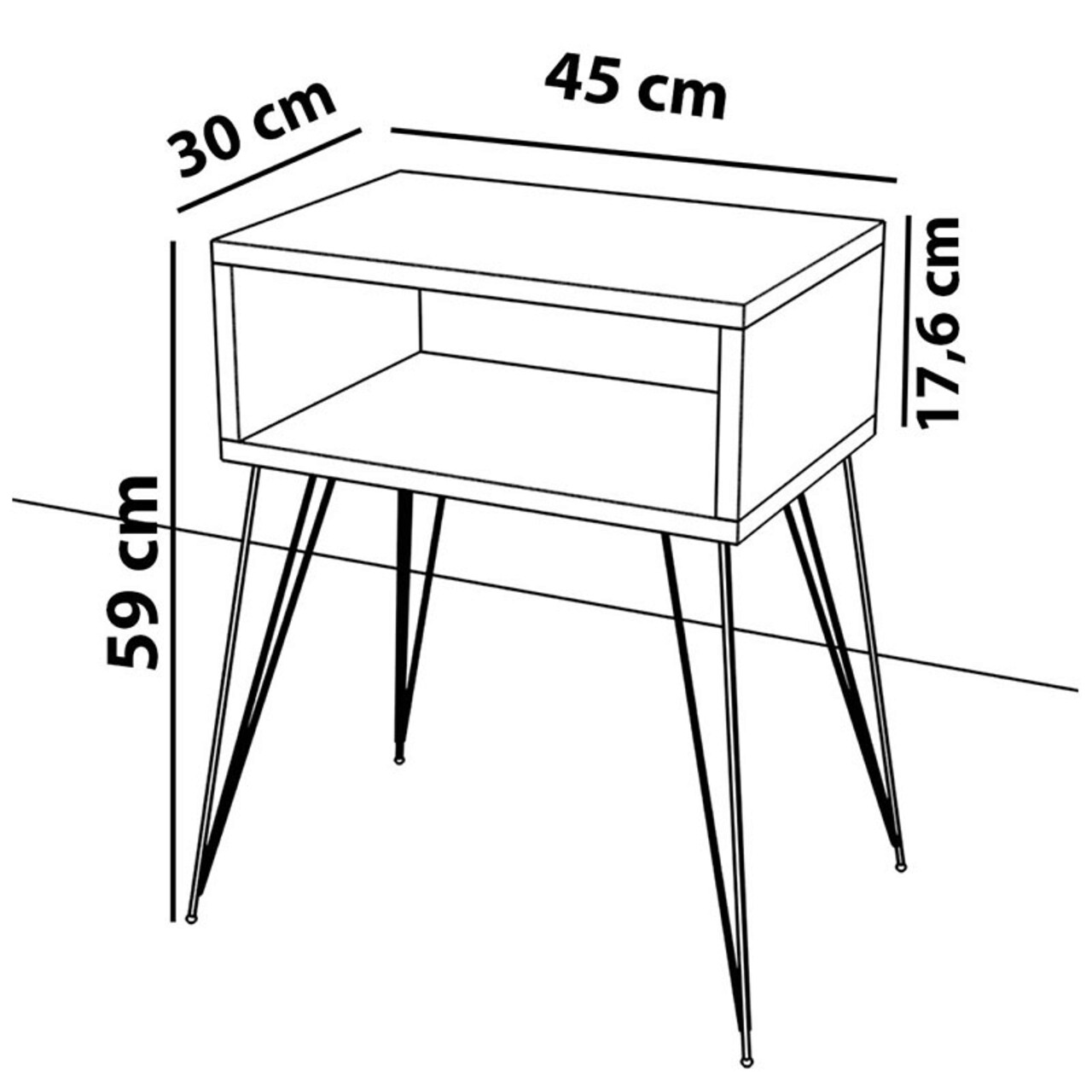 Noptiera Naida, Pakoworld, 45x30x59 cm, PAL/metal, alb/ivoriu/bej