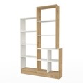 Biblioteca Raffline, 102.2x22x160.8 cm, PAL, alb/stejar