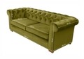 Canapea extensibila Oxford Chesterfield, 88x216x75 cm, 3 locuri, Olive