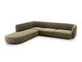 Coltar stanga 6 locuri, Miley, Micadoni Home, BL, forma rotunjita, 258x248x74 cm, catifea, verde