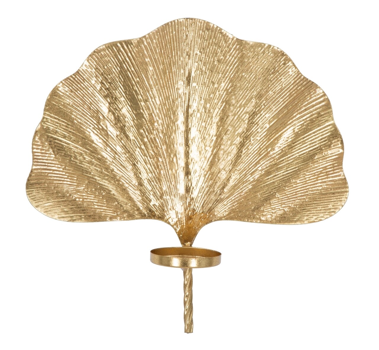 Suport de lumanare pentru perete Glam Leaf, Mauro Ferretti, 41x11.5x40 cm, fier, auriu