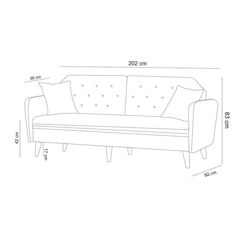 Set canapea extensibilă, Unique Design, 867UNQ1624, Lemn de carpen, Antracit