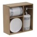 Set de baie InArt, 3 piese, ceramica, alb/gri