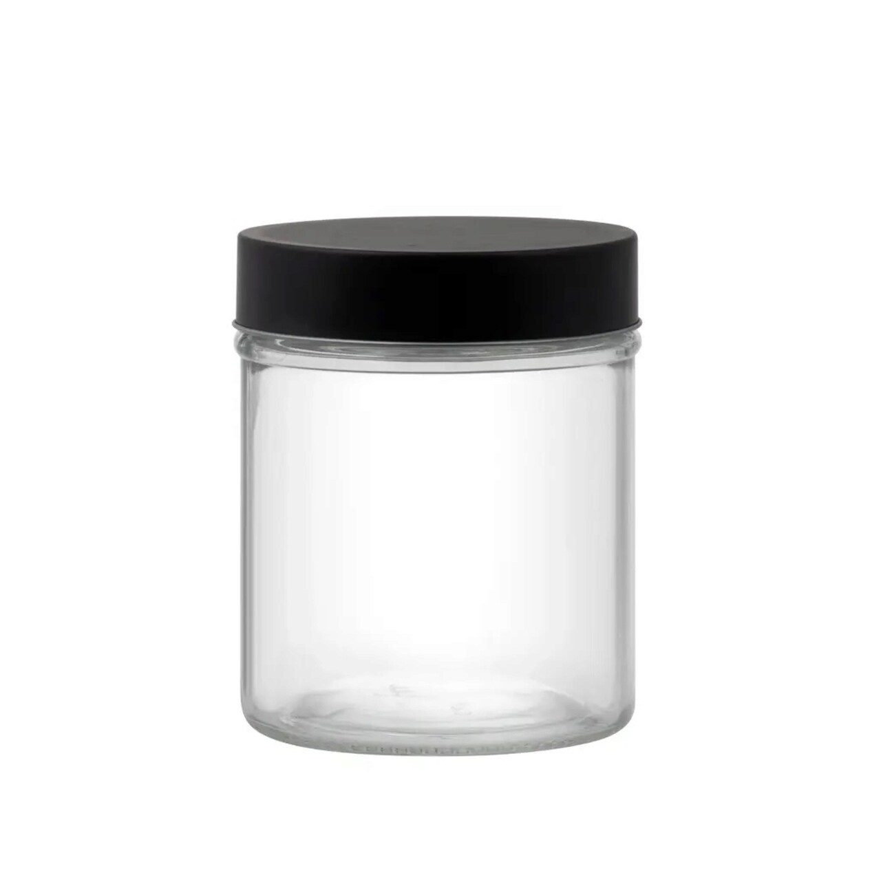 Recipient cu capac Milos Round, Domotti, 9.8 x 12.3 cm, 700 ml, sticla/inox, transparent/negru