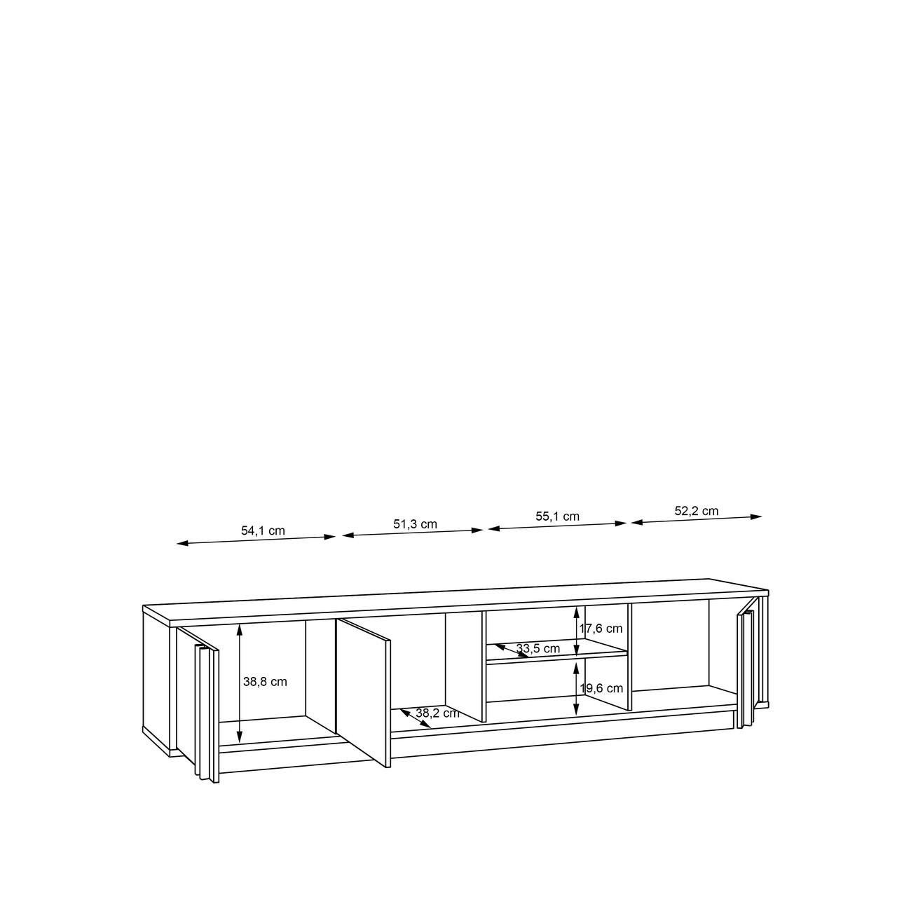 Comoda TV Sint, Bedora, 222x42x51.8 cm, PAL/MDF, stejar/alb