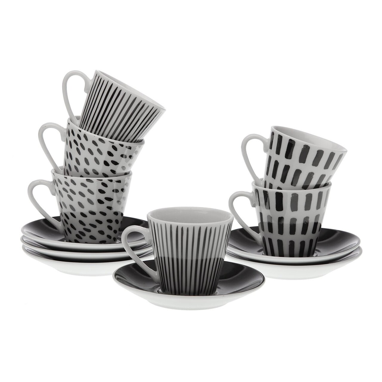 Set 6 Cesti Cu Farfurie Pentru Cafea Sarah, Versa, 5.8 X 5.8 X 6 Cm, Portelan