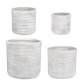 Set ghivece pentru exterior 4 piese Tressage, Bizzotto, Ø43 x 43 cm, fibra de sticla si argila, alb antic