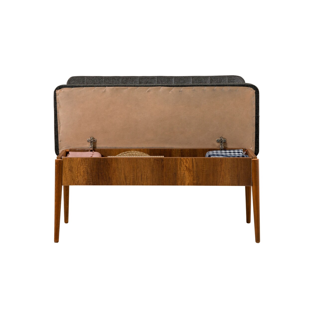 Bancheta cu spatar, Vina 1053-2, Vella, Anthracite, Walnut, 110x40x85 cm - 2 | YEO