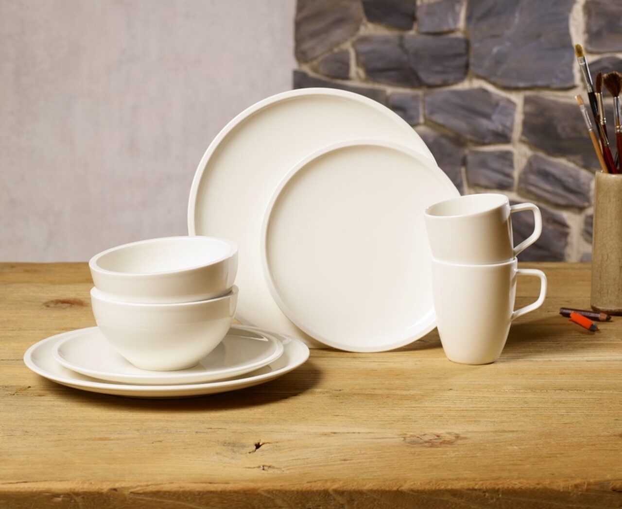 Set de masa 8 piese, Villeroy & Boch, Artesano Original Starter, pentru 2 persoane, portelan premium