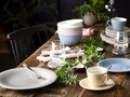 Set de masa 12 piese, Like Villeroy & Boch, Color Loop Rose, portelan premium, roz