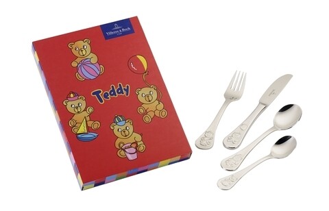 Set tacamuri copii 4 piese, Villeroy & Boch, Teddy Children Cutlery, inox 18/10