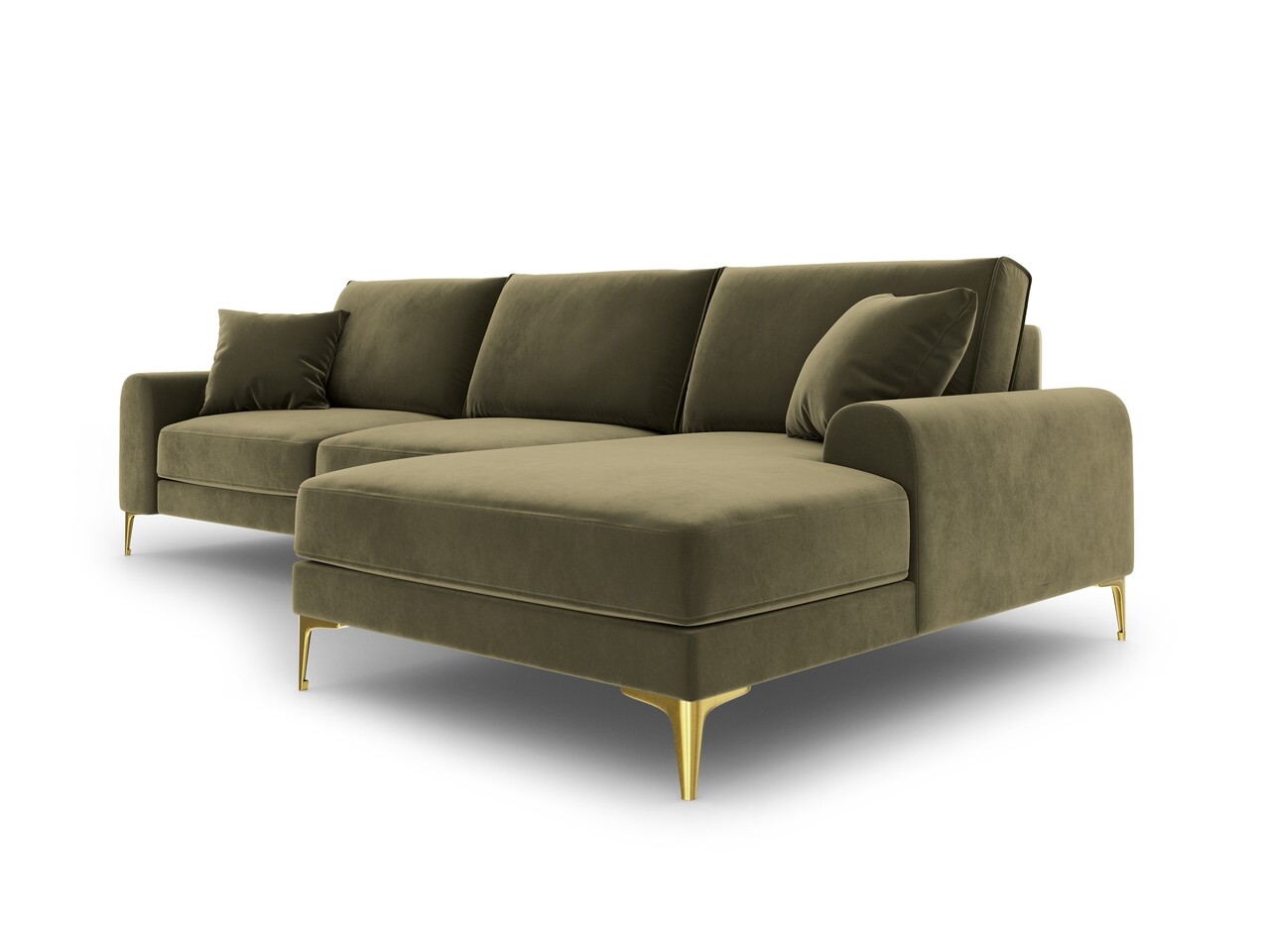 Coltar dreapta, Madara, Mazzini Sofas, 5 locuri, gold legs, 254x182x90 cm, catifea, verde - 1 | YEO