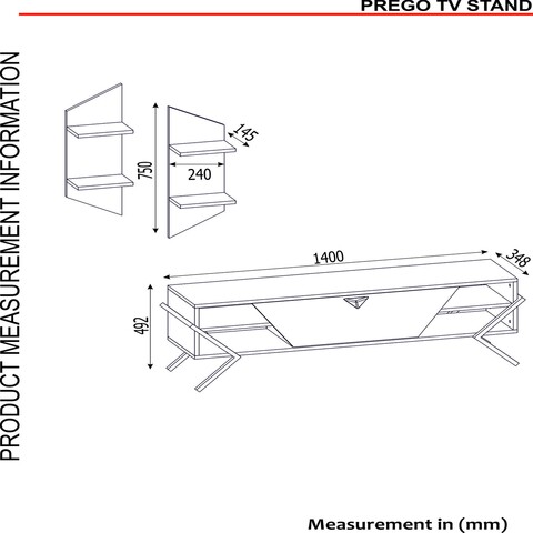 Mobilier pentru living Prego, Tera Home, 3 piese, 140x34.8x49.2 cm, maro