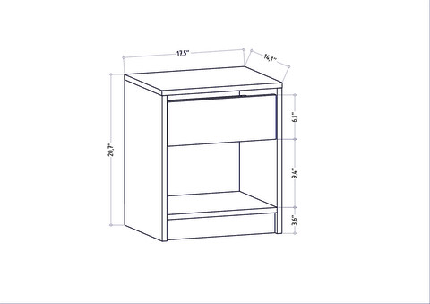 Noptiera, Retricy, Sheridan, 44.6x35.9x52.8 cm, PAL, Antracit