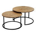 Set 2 masute de cafea Solme, Pakoworld, 75x75x45 cm/60x60x40 cm, PAL/metal, negru/natural