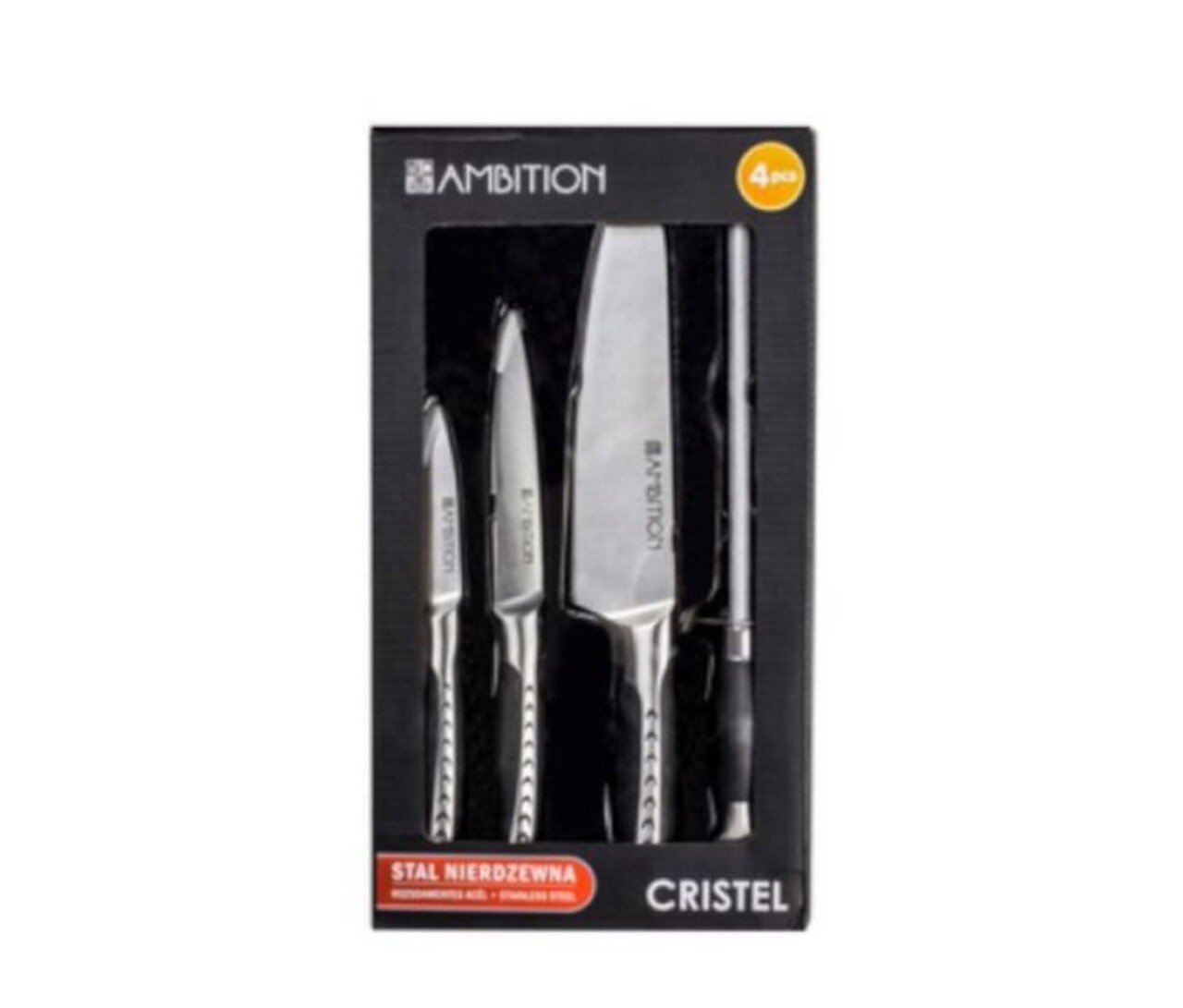 Set 3 Cutite Si Ascutitor Cristal, Ambition, Inox