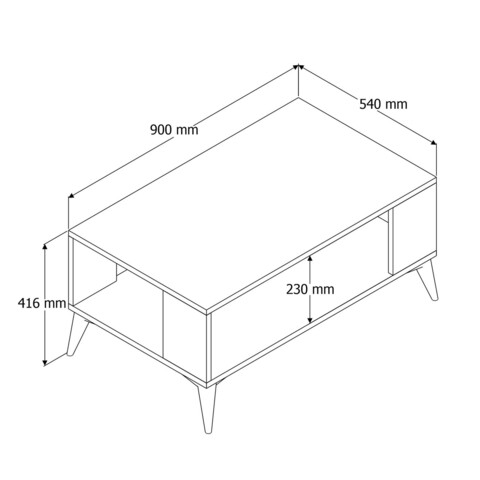 Masuta de cafea, Mezza, Authentic 2060, 90x54x41.6 cm, Stejar