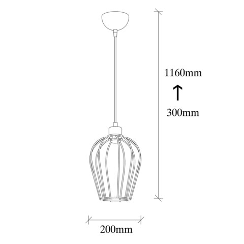 Lustra, Tel - 6676, Opviq, 20 x 116 cm, 1 x E27, 40W, negru