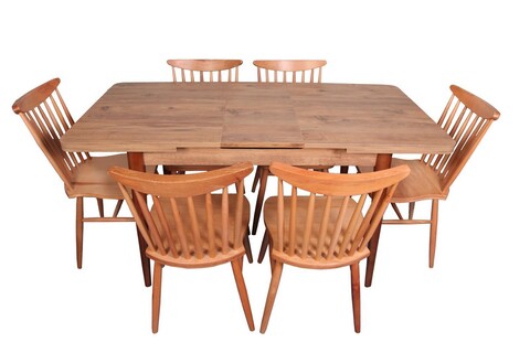 Se dining/bucatarie, Gauge Concept, 234423, masa cu 6 scaune, lemn solid/mdf, maro