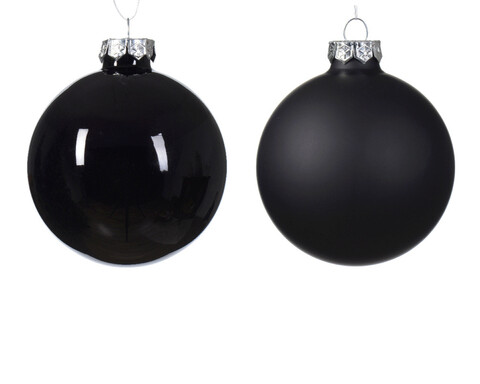 Cutie cu 12 globuri asortate Baubles, Decoris, Ø8 cm, sticla, negru