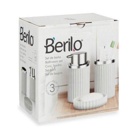 Set de baie 3 piese Ava, Berilo, plastic, gri