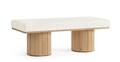 Bancheta 2 locuri Floriana, Bizzotto, 122 x 46 x 42.5 cm, MDF/placaj/poliester Boucle, natural/alb