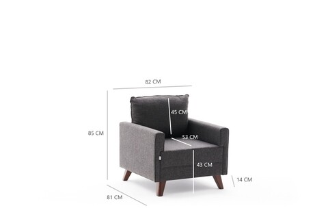 Fotoliu Bella Armchair, Balcab Home, 82x81x85 cm, lemn, antracit