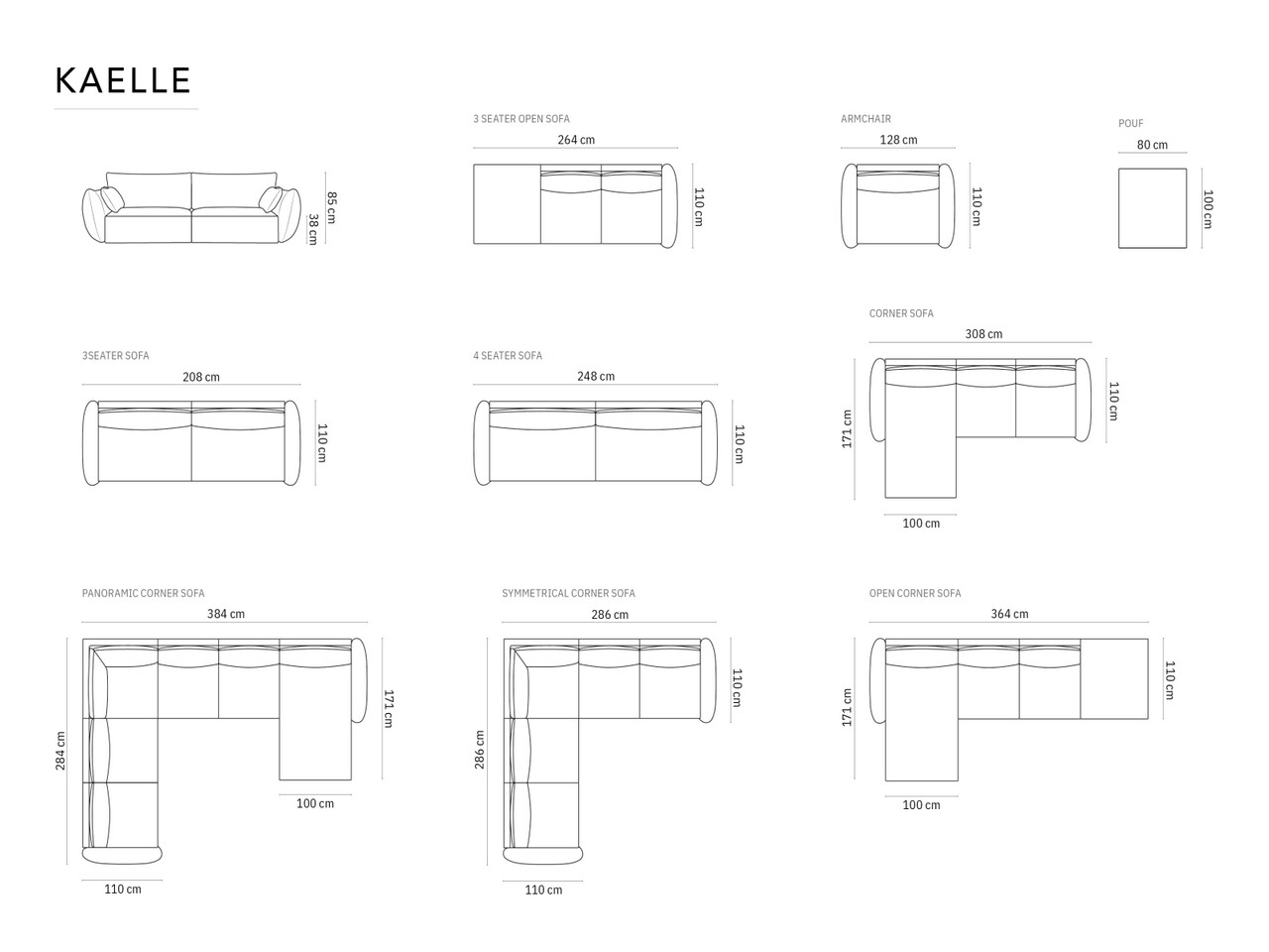 Coltar simetric 7 locuri, Kaelle, Micadoni Home, BL, 286x286x85 cm, poliester chenille, verde bottle