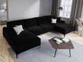 Coltar panoramic, Madara, Mazzini Sofas, 6 locuri, 334x182x90 cm, catifea, negru