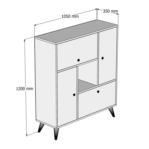 Dulap multifunctional, Mezza, Hercules 3100, 105 x 120 x 35 cm, pal melaminat, nuc