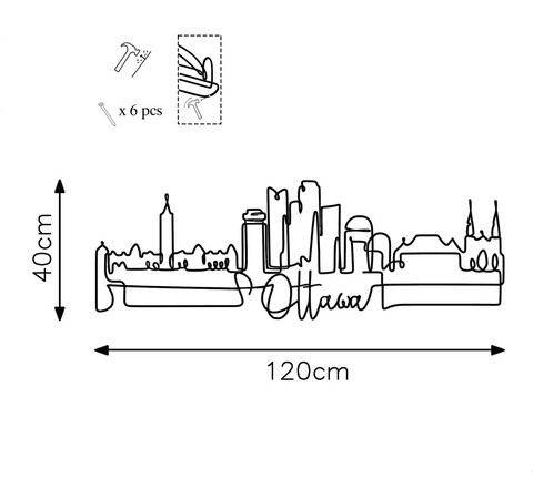 Decoratiune de perete, Ottowa, Metal, Grosime: 2 mm, Negru