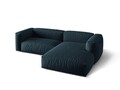 Coltar modular dreapta 2 locuri, Martina-169, Micadoni Home, 283x176x75 cm, tesatura structurata catifelata, albastru jeans